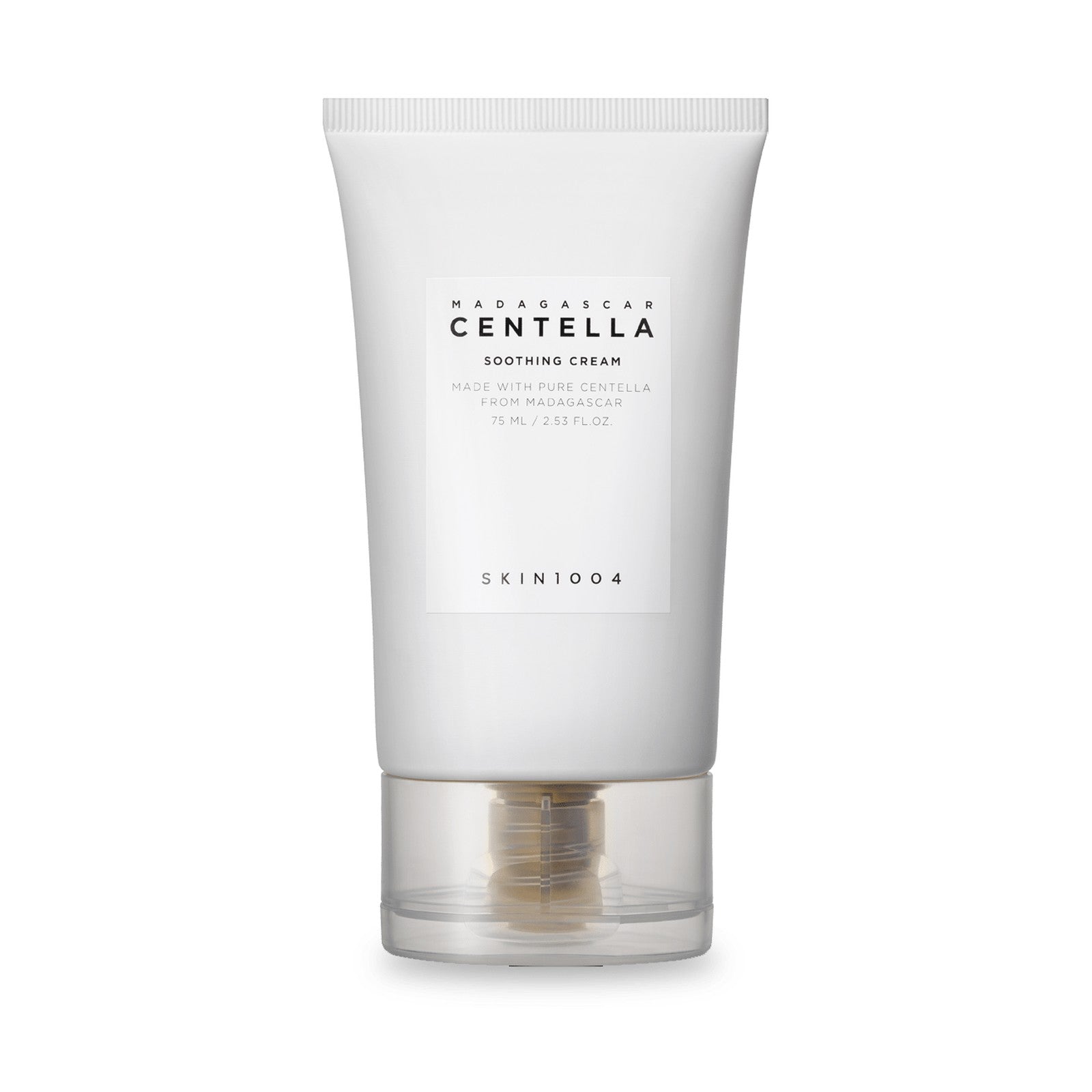 Bisnaga branca do creme facial SKIN1004, fundo branco, rótulo frontal legível.